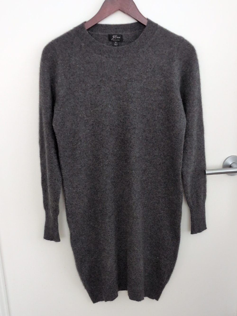 J. Crew Charcoal 100% Cashmere Crewneck Sweater Dress